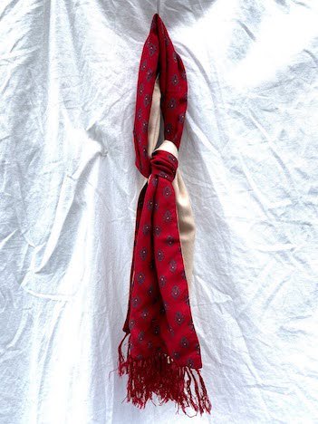 Vintage Tootal Rayon Scarf Made In England RedNatural / 16


