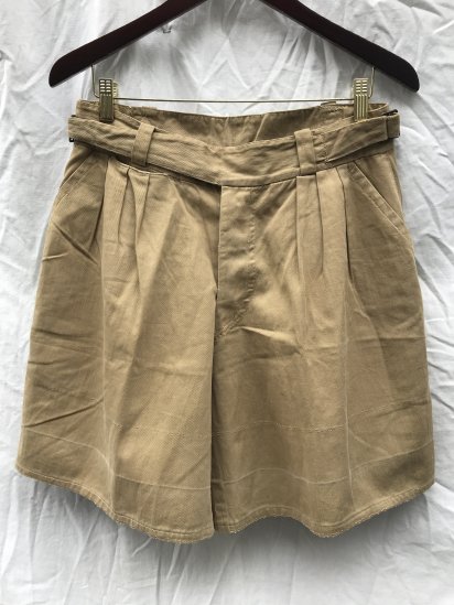 40's Vintage British Army Tailor Made Side Buckle Khaki Drill Shorts