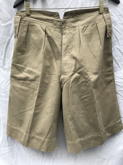 40's Vintage British Army Tailor Made Cinch Back Khaki Drill Shorts