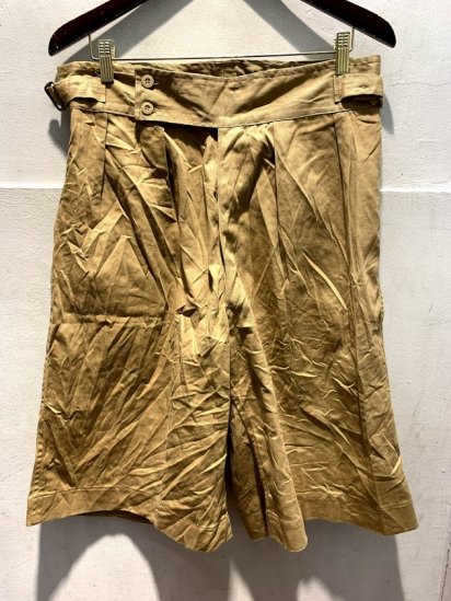~80's Vintage Dead Stock British Army 2 Pleated Khaki Drill Shorts W∼34/ 5
