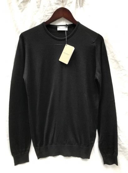 John Smedley Sea Island Cotton Sweater HATFIELD Made in England Black