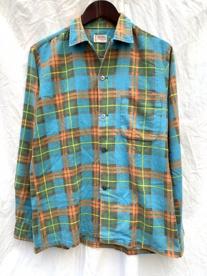 60~70's Vintage Town Craft Print Check Open Collar Shirts










