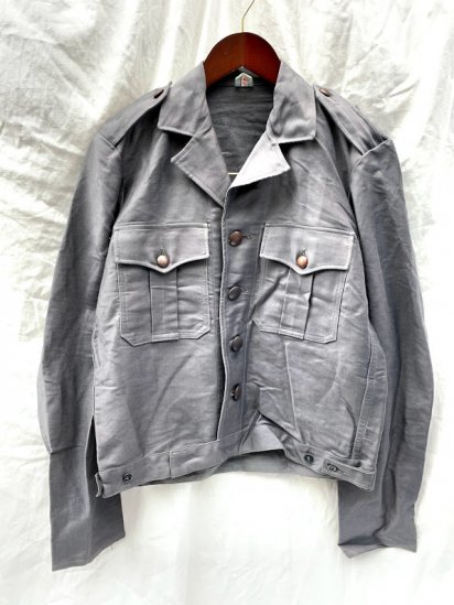 50-60's Vintage Dead Stock Belgium Grey Moleskin Work Jacket SIZE : 47 3/4 / 2

