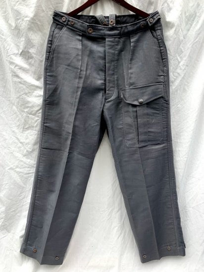 50-60's Vintage Dead Stock Belgium Grey Moleskin Work Trousers SIZE : 3431 / 1

