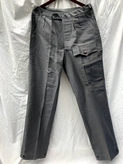 50-60's Vintage Dead Stock Belgium Grey Moleskin Work Trousers SIZE : 3532 / 2

