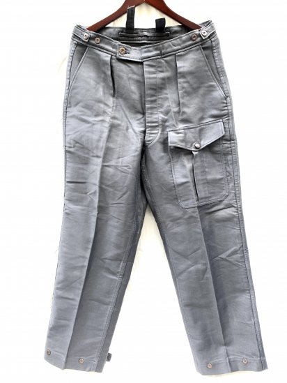 50-60's Vintage Dead Stock Belgium Grey Moleskin Work Trousers SIZE : 3431 / 4

