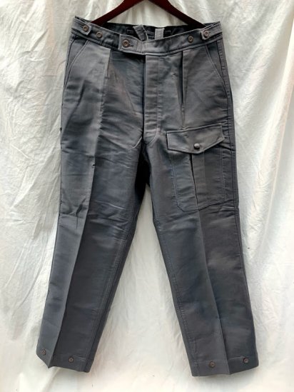 50-60's Vintage Dead Stock Belgium Grey Moleskin Work Trousers SIZE : 3530 / 5

