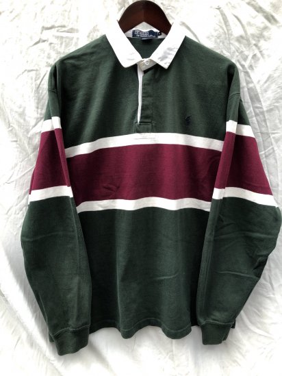 <img class='new_mark_img1' src='https://img.shop-pro.jp/img/new/icons50.gif' style='border:none;display:inline;margin:0px;padding:0px;width:auto;' />90's ~ Old Ralph Lauren Rugby Shirts Made in U.S.A Green x Burgandy