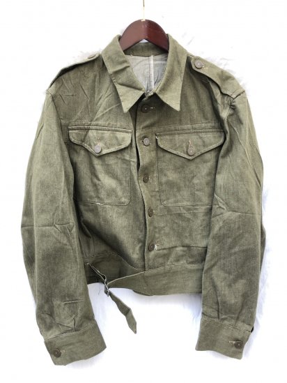 <img class='new_mark_img1' src='https://img.shop-pro.jp/img/new/icons50.gif' style='border:none;display:inline;margin:0px;padding:0px;width:auto;' />50's Vintage Dead Stock British Army Battle Dress Uniform Green Denim Jacket 