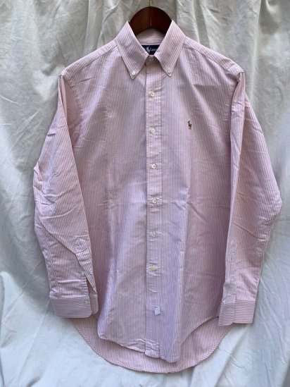 <img class='new_mark_img1' src='https://img.shop-pro.jp/img/new/icons50.gif' style='border:none;display:inline;margin:0px;padding:0px;width:auto;' />90's Old Ralph Lauren Button Down Oxford Shirts PinkWhite Candy Stripe