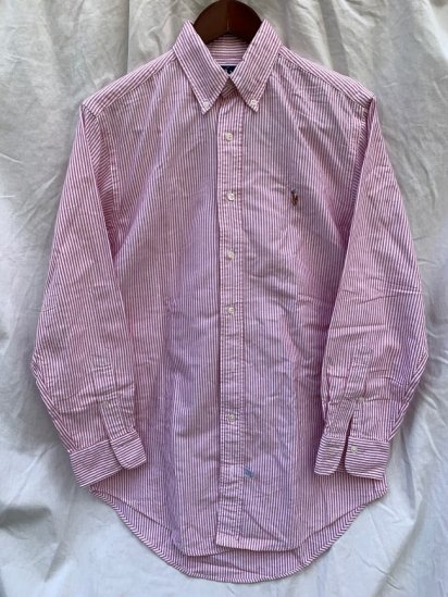 <img class='new_mark_img1' src='https://img.shop-pro.jp/img/new/icons50.gif' style='border:none;display:inline;margin:0px;padding:0px;width:auto;' />90's Old Ralph Lauren Button Down Oxford Shirts RedWhite Candy Stripe