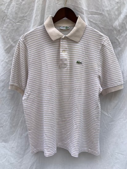 <img class='new_mark_img1' src='https://img.shop-pro.jp/img/new/icons50.gif' style='border:none;display:inline;margin:0px;padding:0px;width:auto;' />70's Vintage Lacoste Polo Shirts Made in France Beige Border
