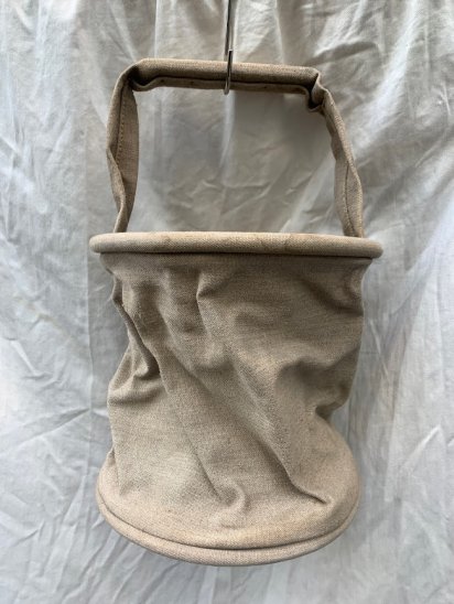 50's Vintage Dead Stock French Army Linen Canvas Water Bucket