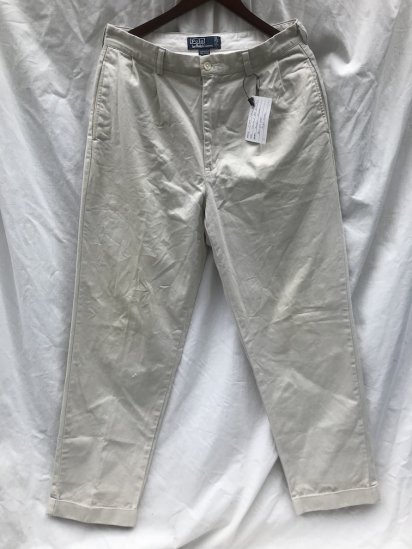 <img class='new_mark_img1' src='https://img.shop-pro.jp/img/new/icons50.gif' style='border:none;display:inline;margin:0px;padding:0px;width:auto;' />Old Ralph Lauren Pleated Front Chino Trousers MADE IN MEXICO Beige 33 x 32
