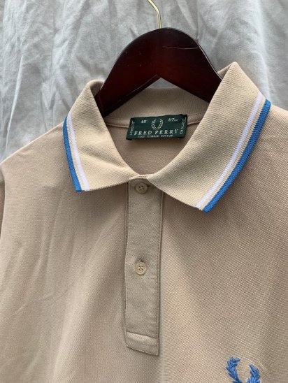 90's Old Fred Perry S/S Polo Shirts Made in Italy Beige