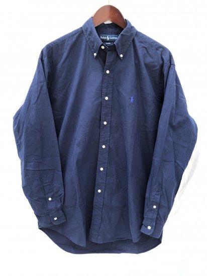 <img class='new_mark_img1' src='https://img.shop-pro.jp/img/new/icons50.gif' style='border:none;display:inline;margin:0px;padding:0px;width:auto;' />90's ~ Old Ralph Lauren Cotton Poplin B.D Shirts Navy×Blue