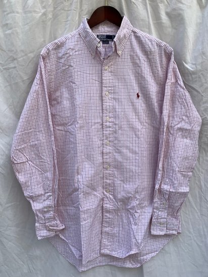 <img class='new_mark_img1' src='https://img.shop-pro.jp/img/new/icons50.gif' style='border:none;display:inline;margin:0px;padding:0px;width:auto;' />90's Old Ralph Lauren Pin Oxford BD Shirts Graph Check (SIZE : 16)