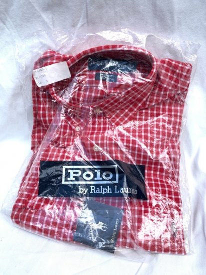 <img class='new_mark_img1' src='https://img.shop-pro.jp/img/new/icons50.gif' style='border:none;display:inline;margin:0px;padding:0px;width:auto;' />90's Old Ralph Lauren Pin Oxford BD Shirts Red Gingham Check (SIZE : S)