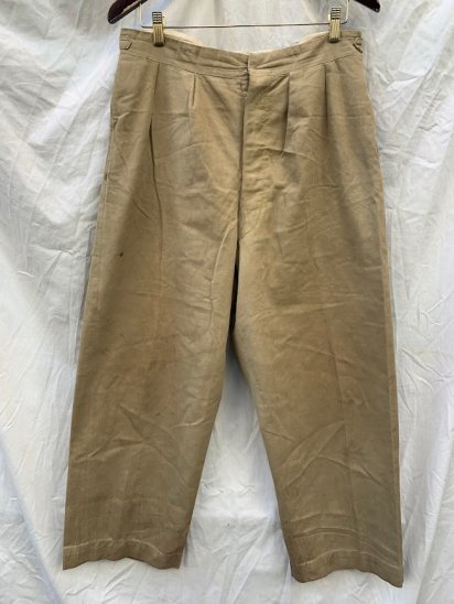 <img class='new_mark_img1' src='https://img.shop-pro.jp/img/new/icons50.gif' style='border:none;display:inline;margin:0px;padding:0px;width:auto;' />40's Vintage British Indian Army? Khaki Drill Trousers (SIZE : 3528)