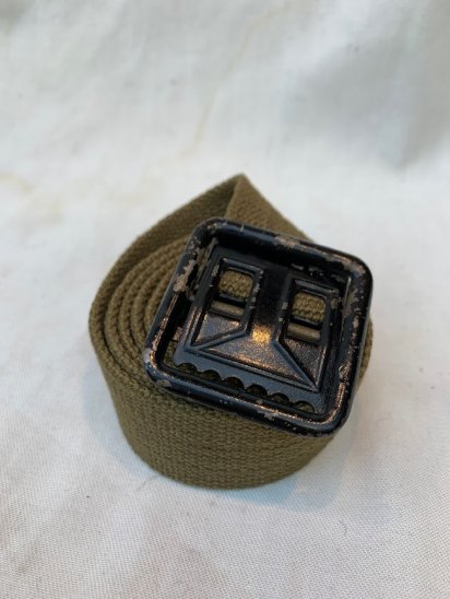 60's ~ Vintage French Army Canvas Belt / 7