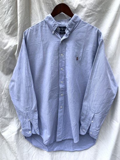 <img class='new_mark_img1' src='https://img.shop-pro.jp/img/new/icons50.gif' style='border:none;display:inline;margin:0px;padding:0px;width:auto;' />90's Old Ralph Lauren Oxford BD L/S Shirts Sax (SIZE : 16 1/2) 