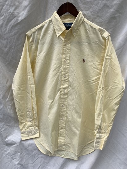 <img class='new_mark_img1' src='https://img.shop-pro.jp/img/new/icons50.gif' style='border:none;display:inline;margin:0px;padding:0px;width:auto;' />90's Old Ralph Lauren Pinpoint Oxford BD L/S Shirts Yellow (SIZE : 15) 