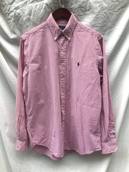 <img class='new_mark_img1' src='https://img.shop-pro.jp/img/new/icons50.gif' style='border:none;display:inline;margin:0px;padding:0px;width:auto;' />90's OLD Ralph Lauren B.D SHIRTS Red Check (SIZE : M)