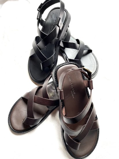 MAURO de BARI Finger Cross Leather Sandal Made in Italy