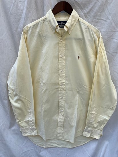 <img class='new_mark_img1' src='https://img.shop-pro.jp/img/new/icons50.gif' style='border:none;display:inline;margin:0px;padding:0px;width:auto;' />Old Ralph Lauren L/S Pinpoint Oxford Button Down Shirts Yellow (SIZE : 15 1/2) 