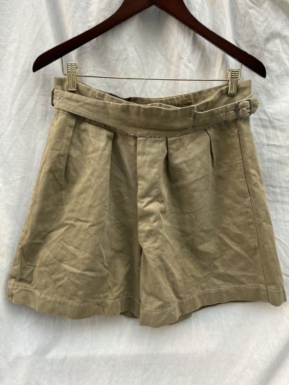 40's ~ Vintage British Army Bespoke Khaki Drill Gurkha Shorts (SIZE : W ~33)
