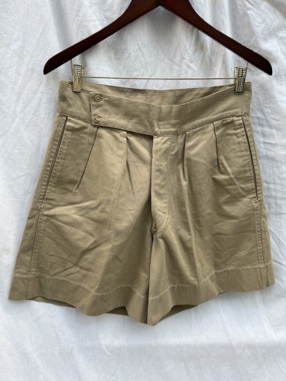 40's ~ Vintage British Army Khaki Drill Shorts Mint ~ Good Condition (SIZE  : W 31) - ILLMINATE Official Online Shop