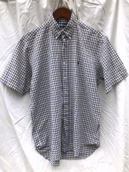 <img class='new_mark_img1' src='https://img.shop-pro.jp/img/new/icons50.gif' style='border:none;display:inline;margin:0px;padding:0px;width:auto;' />90's〜Old Ralph Lauren Short Sleeve Shirts Yellow x Navy (SIZE : M)