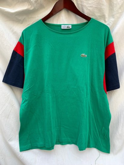 <img class='new_mark_img1' src='https://img.shop-pro.jp/img/new/icons50.gif' style='border:none;display:inline;margin:0px;padding:0px;width:auto;' />70's ~ Vintage Lacoste Short Sleeve Mulch Shirts Made in France Green x Navy x Red (SIZE : 7)