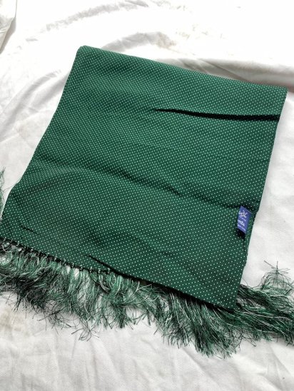 <img class='new_mark_img1' src='https://img.shop-pro.jp/img/new/icons50.gif' style='border:none;display:inline;margin:0px;padding:0px;width:auto;' />60's~ Vintage Squire Calpreta Rayon Scarf Green Polka Dot