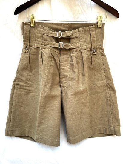 40's Vintage British Army? Front Double Buckle Front Khaki Drill Shorts (SIZE : W~30)