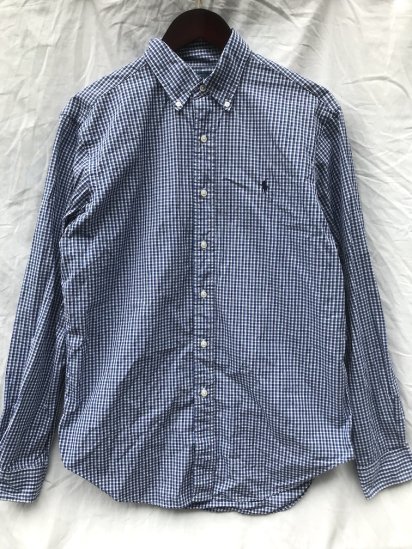 <img class='new_mark_img1' src='https://img.shop-pro.jp/img/new/icons50.gif' style='border:none;display:inline;margin:0px;padding:0px;width:auto;' />90's OLD Ralph Lauren B.D SHIRTS White x Blue x Navy Check (SIZE : 15 1/2)