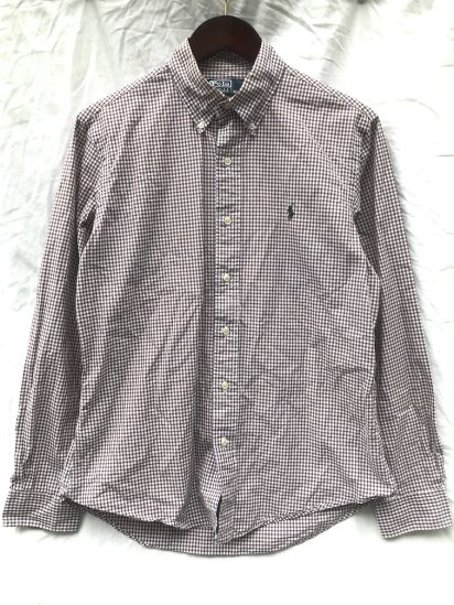 <img class='new_mark_img1' src='https://img.shop-pro.jp/img/new/icons50.gif' style='border:none;display:inline;margin:0px;padding:0px;width:auto;' />90's OLD Ralph Lauren B.D SHIRTS Brown Gingham Check (SIZE : M)