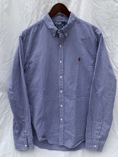 <img class='new_mark_img1' src='https://img.shop-pro.jp/img/new/icons50.gif' style='border:none;display:inline;margin:0px;padding:0px;width:auto;' />Old Ralph Lauren Button Down Shirts White ×Navy Gingham Check (SIZE : L) / 3