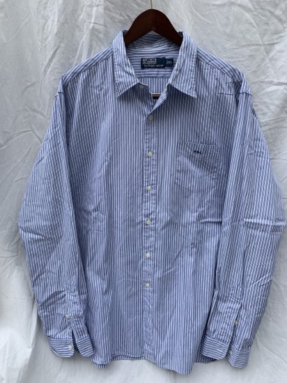<img class='new_mark_img1' src='https://img.shop-pro.jp/img/new/icons50.gif' style='border:none;display:inline;margin:0px;padding:0px;width:auto;' />Old Ralph Lauren Regular Collar Shirts With Pocket ,Side Gazette Stripe (SIZE : XL) / 9