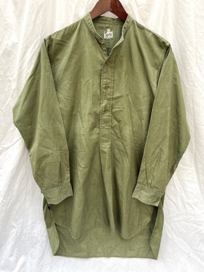 40's Vintage Collarless Cotton Poplin Pullover Shirts 