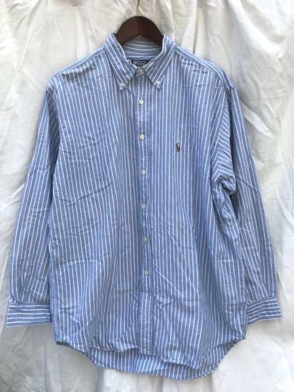 <img class='new_mark_img1' src='https://img.shop-pro.jp/img/new/icons50.gif' style='border:none;display:inline;margin:0px;padding:0px;width:auto;' />Old Ralph Lauren Striped Oxford Shirts Blue x White x Grey x  Pink Stripe (SIZE : 16H) / 2