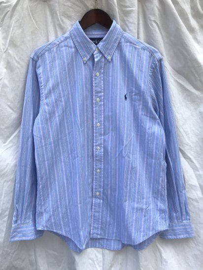 <img class='new_mark_img1' src='https://img.shop-pro.jp/img/new/icons50.gif' style='border:none;display:inline;margin:0px;padding:0px;width:auto;' />Old Ralph Lauren Striped Oxford Shirts  Sax x White x Navy x Pink Mint Condition (SIZE : M) / 4