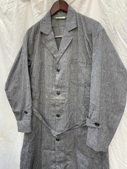 30-40's Vintage Dead Stock French Work Black Chambray Coat (Size