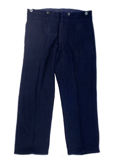 40's Vintage Royal Navy Hospital Wool Trousers without Drawstrings (Size : approx 36×27)