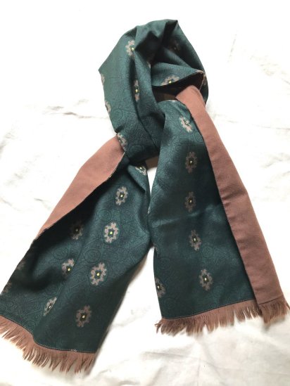 Vintage Tootal Scarf Made in England Green x Beige - ILLMINATE 