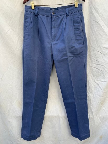Old Ralph Lauren 2 Pleated Front Chino Trousers  Blue (SIZE : Approx 33×31 1/2)