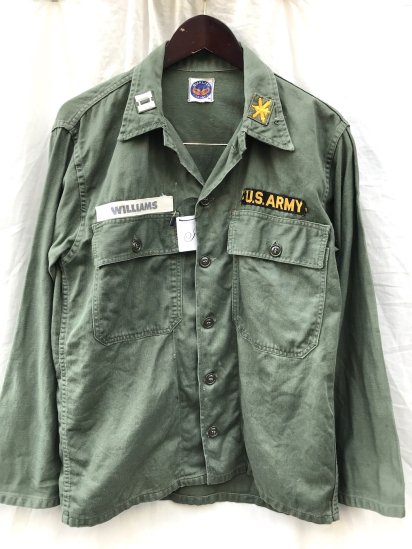 50-60's Vintage US Army Civilian? Cotton Sateen Utility Shirts with Emblem (Size : M)