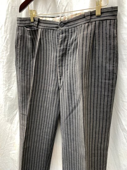 40-50's French Vintage Wool Stripe Work Trousers 