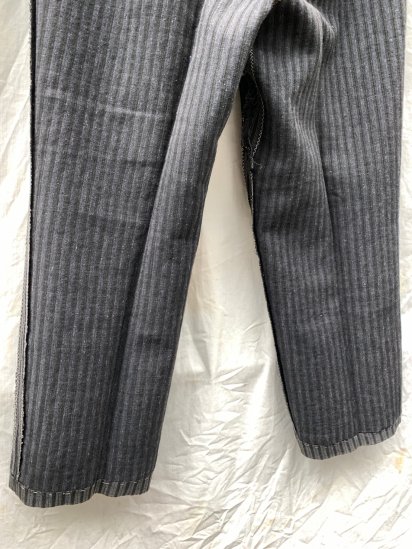 40-50's French Vintage Wool Stripe Work Trousers 