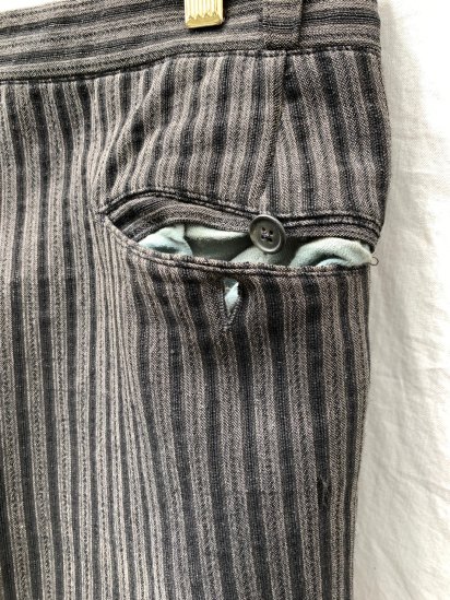 40-50's French Vintage Wool Stripe Work Trousers 